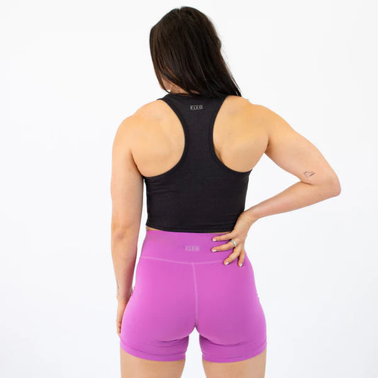 Racerback Crop Tank - Fitted - Heather Onyx