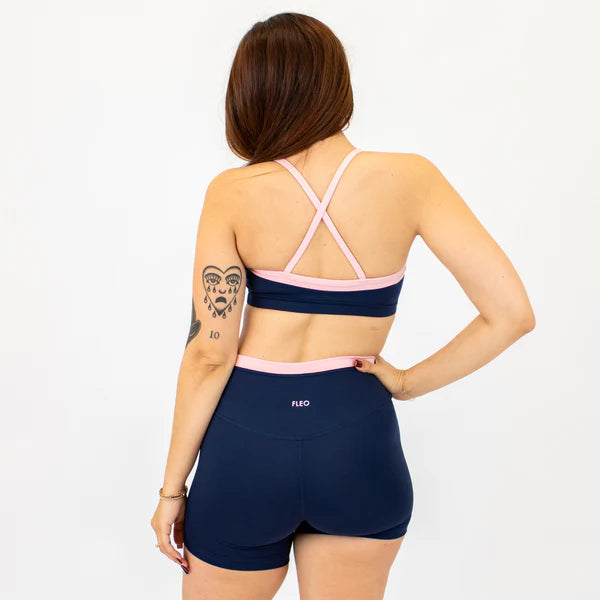 Austin Sports Bra - Classic Navy + Strawberry Cream