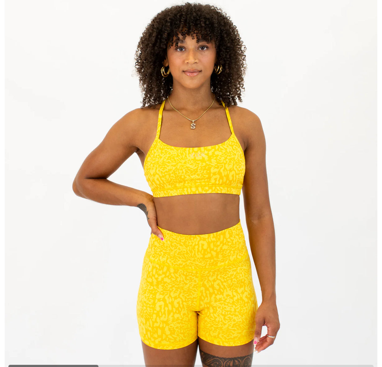 Loop Back Sports Bra - Vib Yellow Leopard