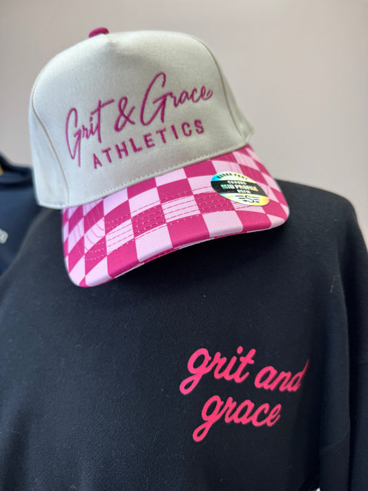 Grit and Grace Checkered Hat - Pink