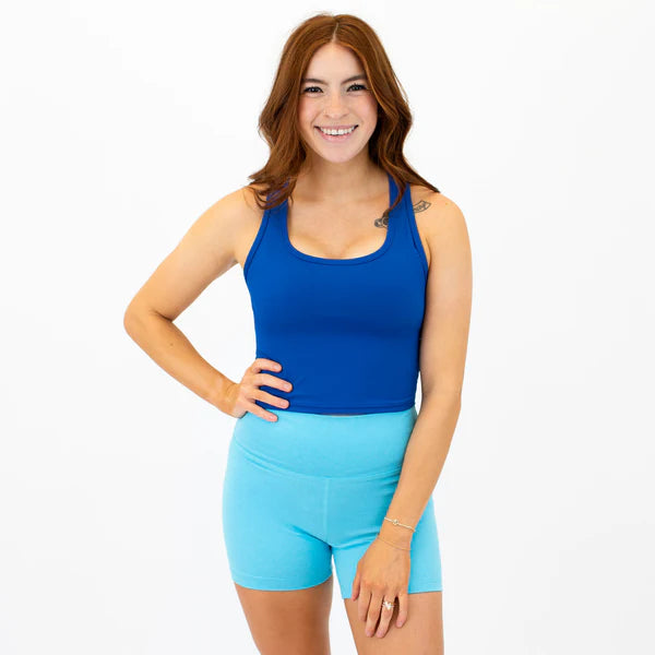 Racerback Crop Tank - Fitted - Cobalt