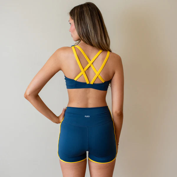 Isla Sports Bra - Blue Harbor + Heather Daylily