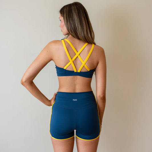 Isla Sports Bra - Blue Harbor + Heather Daylily