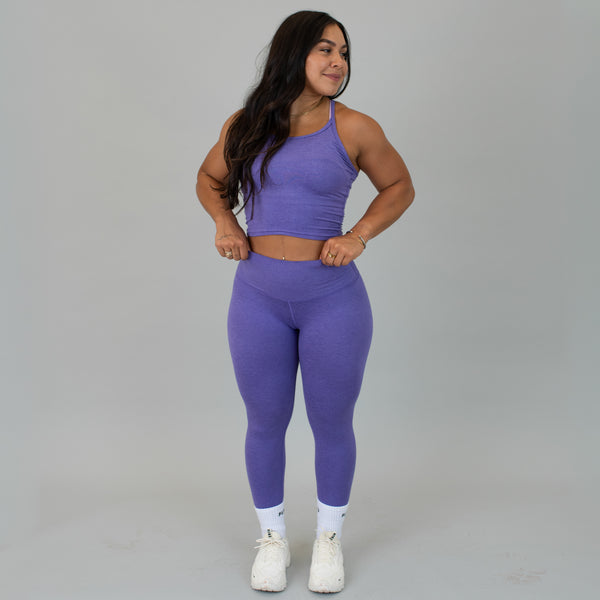Switch Up Crop Tank - Fitted - Heather Passion Flower