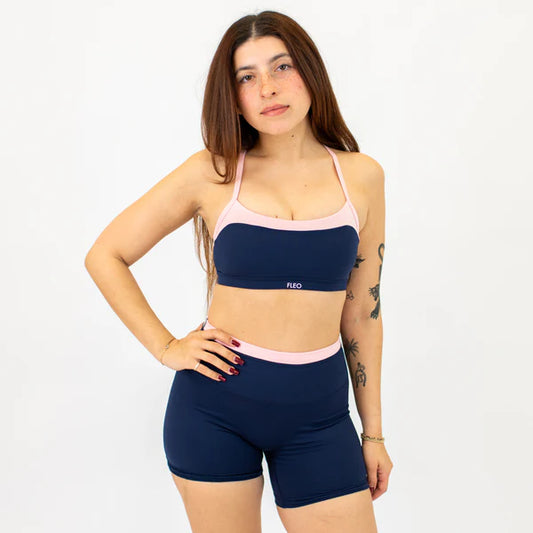Austin Sports Bra - Classic Navy + Strawberry Cream